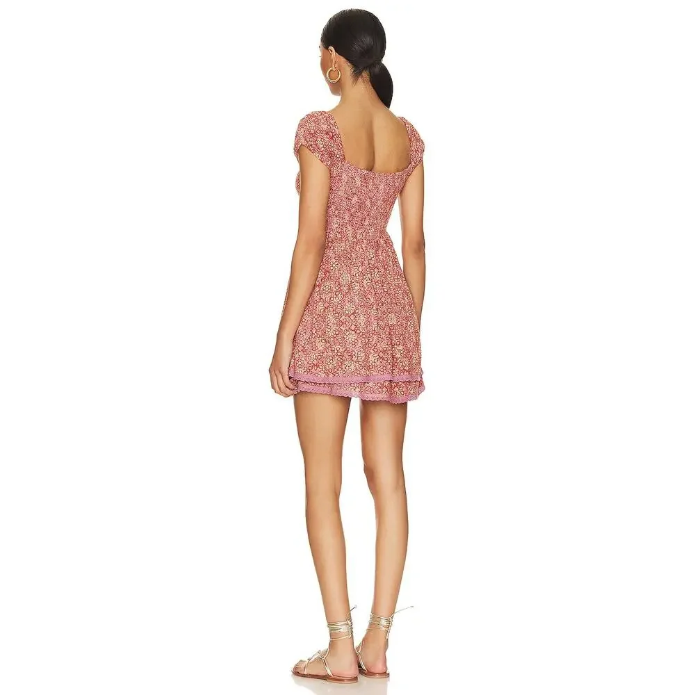 Free People Women's "Tabitha" Babydoll Dress in Pink Floral Print - Picture 3 of 9